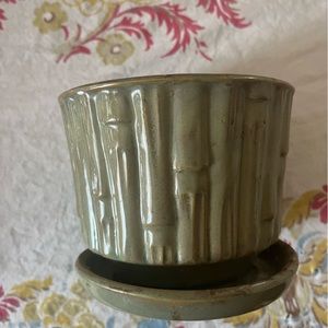 Vintage VTG McCoy bamboo green pottery